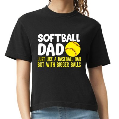 Softball Dad Just Like Baseball Dad But With Bigger Balls Gift Comfort Colors Boxy T-Shirt