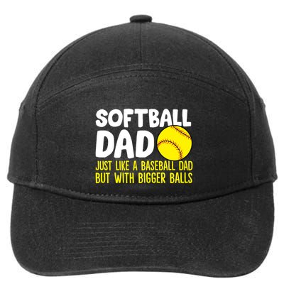 Softball Dad Just Like Baseball Dad But With Bigger Balls Gift 7-Panel Snapback Hat