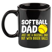 Softball Dad Just Like Baseball Dad But With Bigger Balls Gift 11oz C Handle Ceramic Mug
