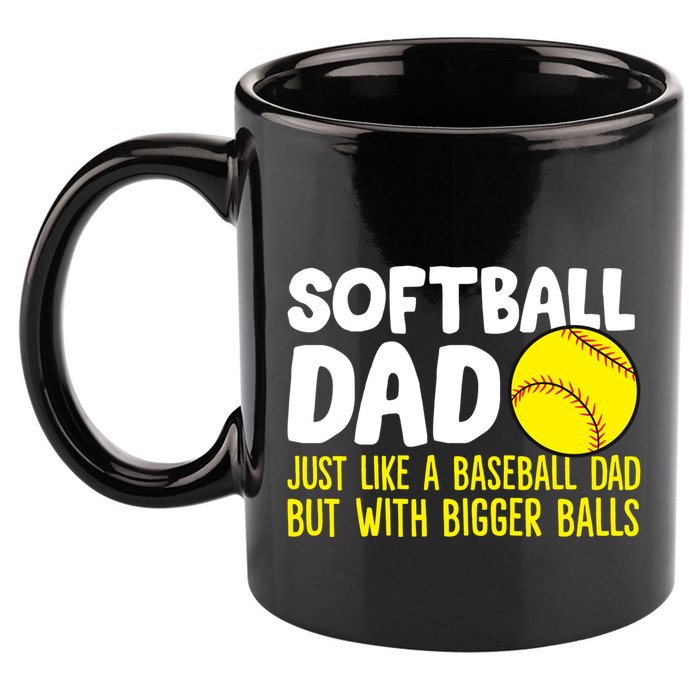 Softball Dad Just Like Baseball Dad But With Bigger Balls Gift 11oz C Handle Ceramic Mug