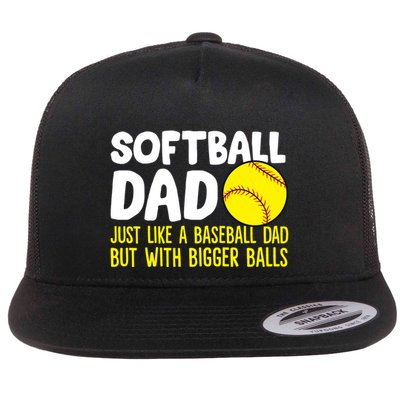 Softball Dad Just Like Baseball Dad But With Bigger Balls Gift Flatbill Hat
