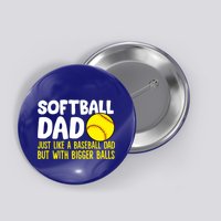 Softball Dad Just Like Baseball Dad But With Bigger Balls Gift Button