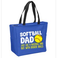 Softball Dad Just Like Baseball Dad But With Bigger Balls Gift Zip Tote Bag