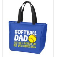 Softball Dad Just Like Baseball Dad But With Bigger Balls Gift Zip Tote Bag