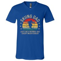 Skiing Dad Just Like Normal Dad Except Much Cooler Ski Skier Gift V-Neck T-Shirt