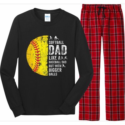 Softball Dad Just Like A Baseball Dad But With Bigger Balls Long Sleeve Pajama Set