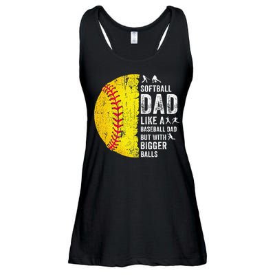 Softball Dad Just Like A Baseball Dad But With Bigger Balls Ladies Essential Flowy Tank
