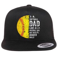 Softball Dad Just Like A Baseball Dad But With Bigger Balls Flatbill Hat