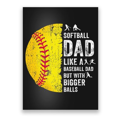 Softball Dad Just Like A Baseball Dad But With Bigger Balls Poster