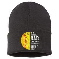 Softball Dad Just Like A Baseball Dad But With Bigger Balls Sustainable Knit Beanie
