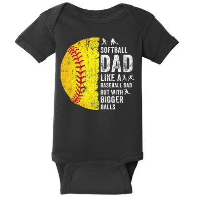 Softball Dad Just Like A Baseball Dad But With Bigger Balls Baby Bodysuit