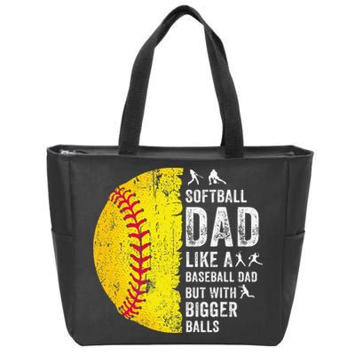 Softball Dad Just Like A Baseball Dad But With Bigger Balls Zip Tote Bag