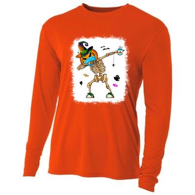 Skeleton Dabbing Jack O Lantern Dance Halloween Pumpkin Dab Gift Cooling Performance Long Sleeve Crew