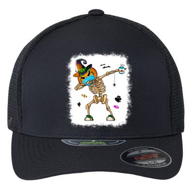 Skeleton Dabbing Jack O Lantern Dance Halloween Pumpkin Dab Gift Flexfit Unipanel Trucker Cap