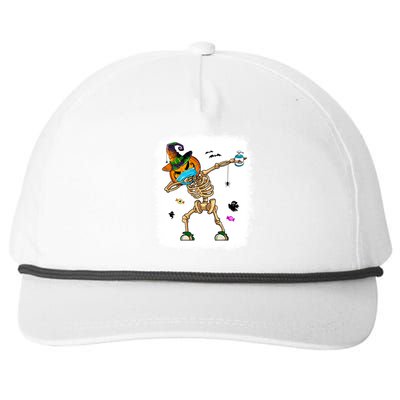 Skeleton Dabbing Jack O Lantern Dance Halloween Pumpkin Dab Gift Snapback Five-Panel Rope Hat