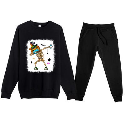 Skeleton Dabbing Jack O Lantern Dance Halloween Pumpkin Dab Gift Premium Crewneck Sweatsuit Set