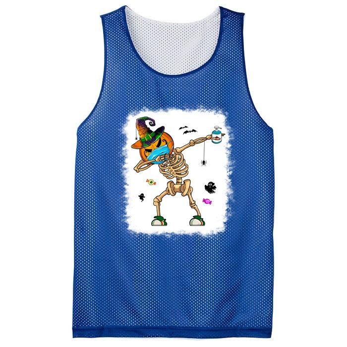 Skeleton Dabbing Jack O Lantern Dance Halloween Pumpkin Dab Gift Mesh Reversible Basketball Jersey Tank