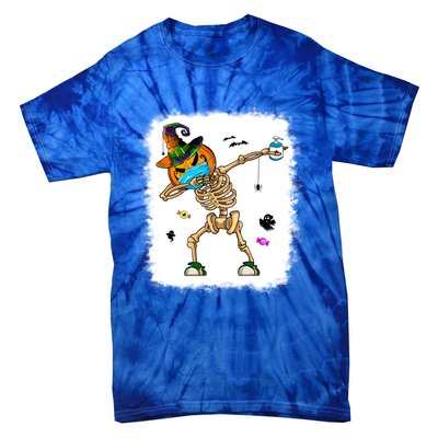 Skeleton Dabbing Jack O Lantern Dance Halloween Pumpkin Dab Gift Tie-Dye T-Shirt