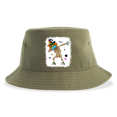 Skeleton Dabbing Jack O Lantern Dance Halloween Pumpkin Dab Gift Sustainable Bucket Hat