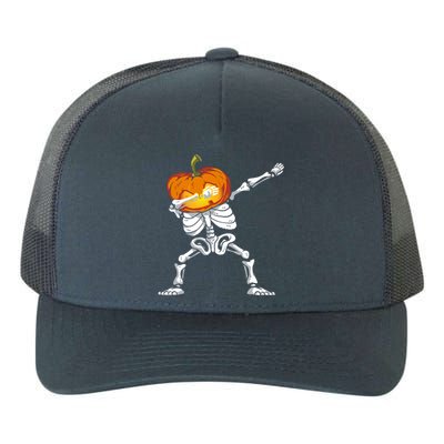 Skeleton Dabbing Jack O Lantern Dance Halloween Pumpkin Dab Gift Yupoong Adult 5-Panel Trucker Hat