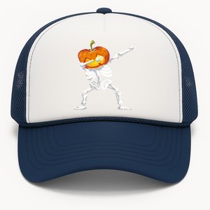 Skeleton Dabbing Jack O Lantern Dance Halloween Pumpkin Dab Gift Trucker Hat