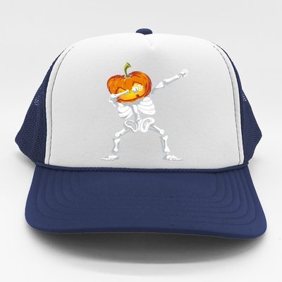 Skeleton Dabbing Jack O Lantern Dance Halloween Pumpkin Dab Gift Trucker Hat