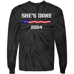 SheS Done Kamala Harris 79 Of Americans Trump President Tie-Dye Long Sleeve Shirt