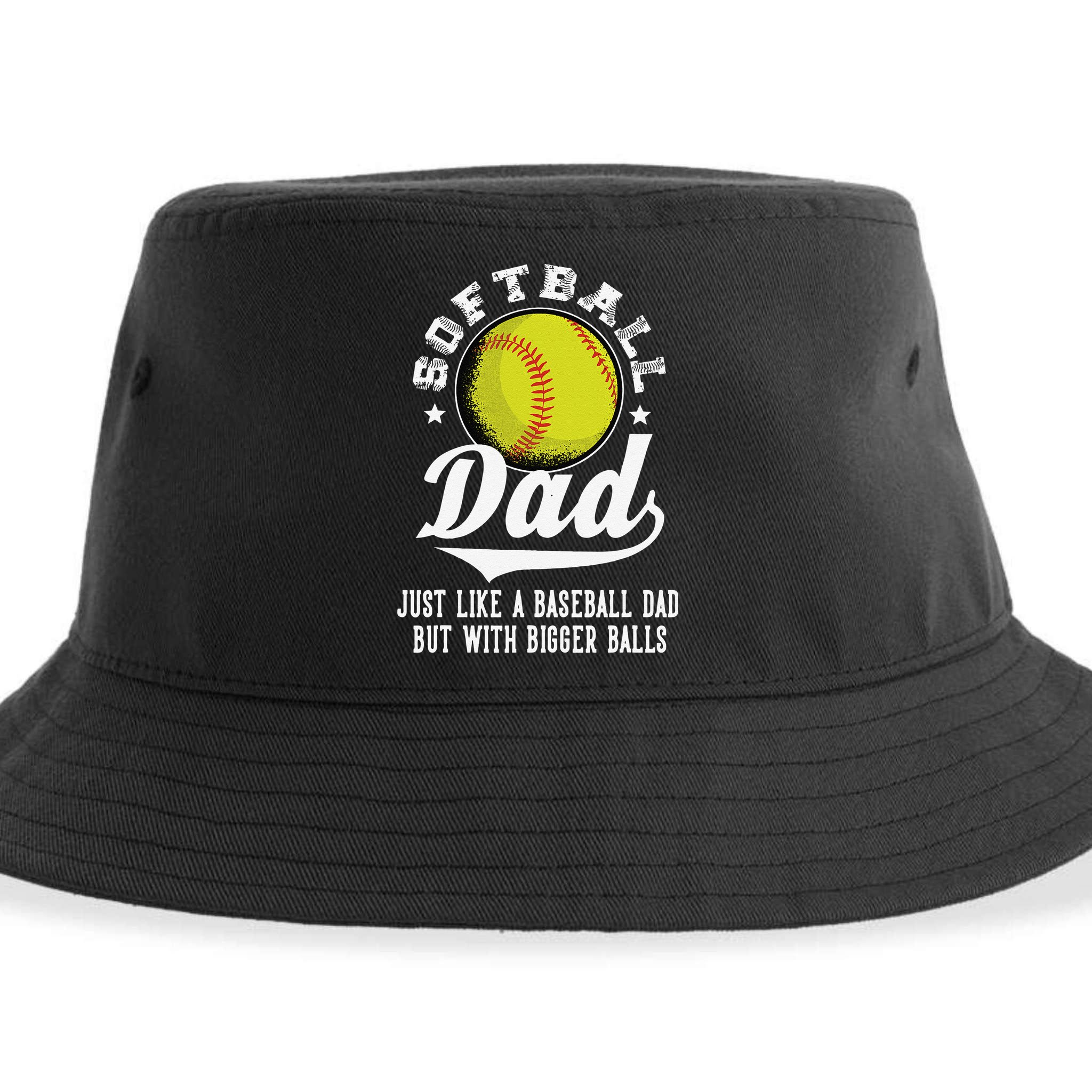 Softball Dad Like Baseball But With Bigger Balls Fathers Day Sustainable Bucket Hat