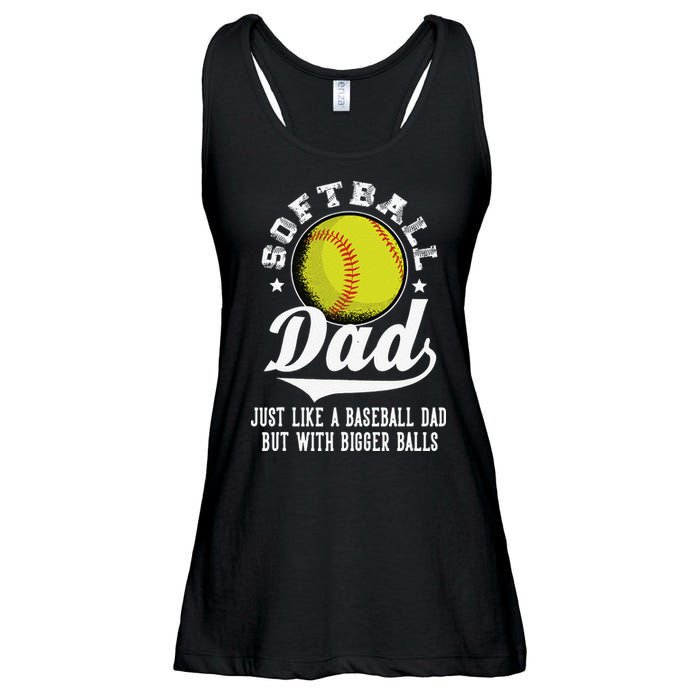 Softball Dad Like Baseball But With Bigger Balls Fathers Day Ladies Essential Flowy Tank