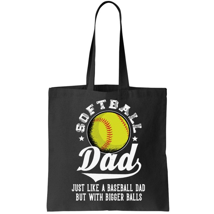 Softball Dad Like Baseball But With Bigger Balls Fathers Day Bag