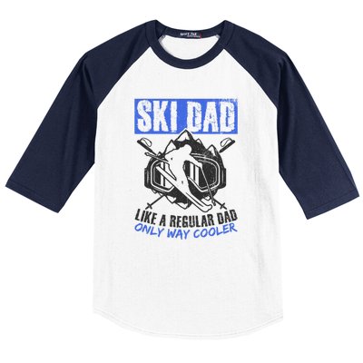 Ski Dad Like A Regular Dad Only Way Cooler Skiing Goggles Gift Baseball Sleeve Shirt