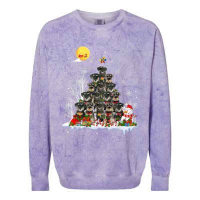 Schnauzer Dog Lover Matching Santa Christmas Tree Gift Colorblast Crewneck Sweatshirt