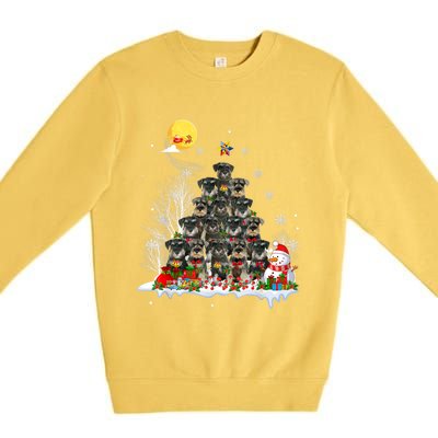 Schnauzer Dog Lover Matching Santa Christmas Tree Gift Premium Crewneck Sweatshirt