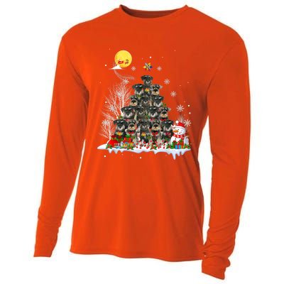 Schnauzer Dog Lover Matching Santa Christmas Tree Gift Cooling Performance Long Sleeve Crew