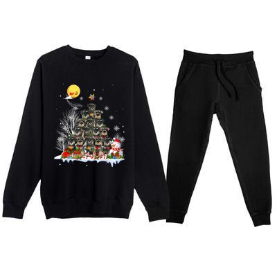 Schnauzer Dog Lover Matching Santa Christmas Tree Gift Premium Crewneck Sweatsuit Set