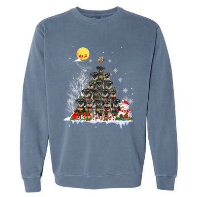 Schnauzer Dog Lover Matching Santa Christmas Tree Gift Garment-Dyed Sweatshirt