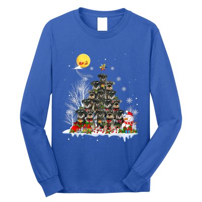 Schnauzer Dog Lover Matching Santa Christmas Tree Gift Long Sleeve Shirt