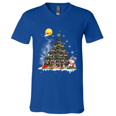 Schnauzer Dog Lover Matching Santa Christmas Tree Gift V-Neck T-Shirt