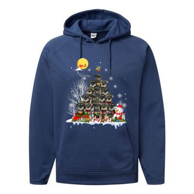 Schnauzer Dog Lover Matching Santa Christmas Tree Gift Performance Fleece Hoodie