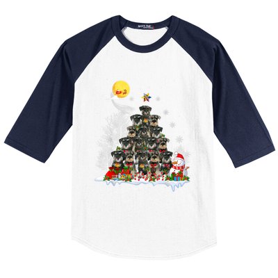 Schnauzer Dog Lover Matching Santa Christmas Tree Gift Baseball Sleeve Shirt