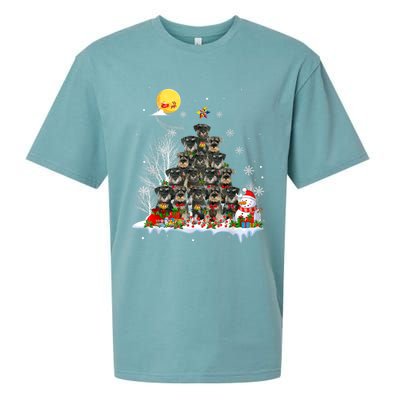 Schnauzer Dog Lover Matching Santa Christmas Tree Gift Sueded Cloud Jersey T-Shirt