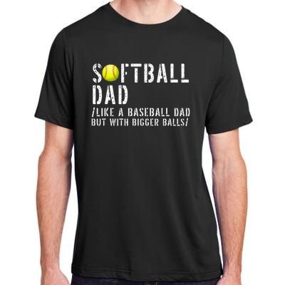 Softball Dad like A Baseball but with Bigger Balls Fathers Adult ChromaSoft Performance T-Shirt