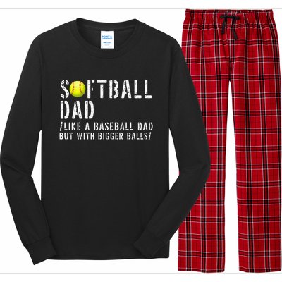 Softball Dad like A Baseball but with Bigger Balls Fathers Long Sleeve Pajama Set