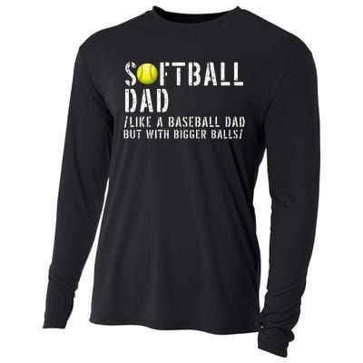 Softball Dad like A Baseball but with Bigger Balls Fathers Cooling Performance Long Sleeve Crew