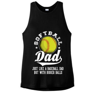 Softball Dad Like A Baseball Dad With Bigger Balls Softball Ladies PosiCharge Tri-Blend Wicking Tank