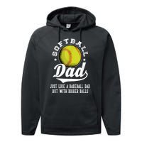 Softball Dad Like A Baseball Dad With Bigger Balls Softball Performance Fleece Hoodie