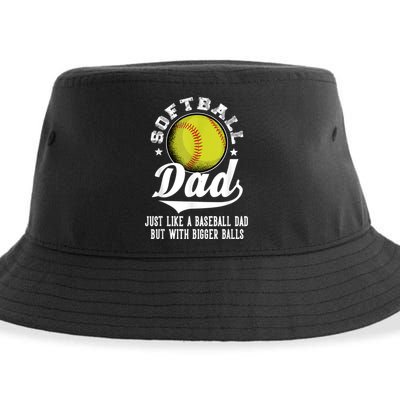 Softball Dad Like A Baseball Dad With Bigger Balls Softball Sustainable Bucket Hat