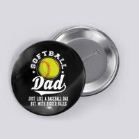 Softball Dad Like A Baseball Dad With Bigger Balls Softball Button