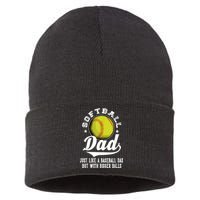 Softball Dad Like A Baseball Dad With Bigger Balls Softball Sustainable Knit Beanie