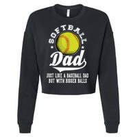 Softball Dad Like A Baseball Dad With Bigger Balls Softball Cropped Pullover Crew